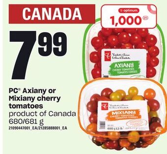 Loblaws Pc® axiany or mixiany cherry tomatoes, 680/681 g offer
