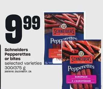Loblaws Schneiders pepperettes or bites, 300/375 g offer