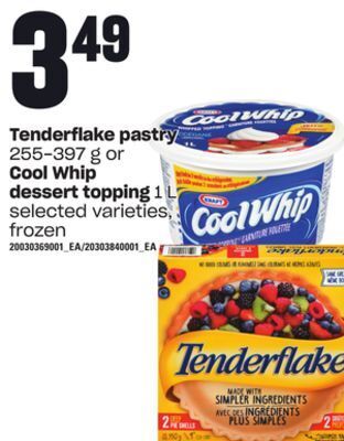 Loblaws Tenderflake pastry, 255-397 g or cool whip dessert topping, 1 l offer