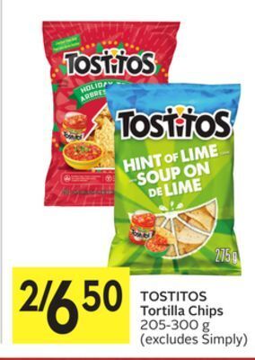 Foodland Tostitos tortilla chips 205-300 g offer