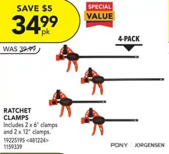 RONA Pony 4-pack ratchet clamps offer