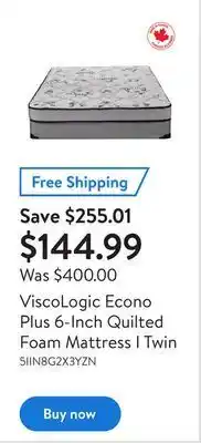 Walmart Viscologic econo plus 6-inch quilted foam mattress i twin offer
