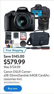 Walmart Canon dslr camera|18-55mm|sandisk 64gb card|accessories incl. offer