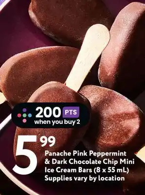 Foodland Panache pink peppermint & dark chocolate chip mini ice cream bars (8 x 55 ml) offer