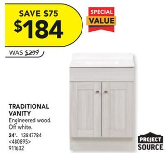 Lowe's Project source traditional vanity, 24" offer