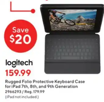 Staples Logitech rugged folie protective keyboard case for ipad 7th, 8th, and 9th generation offer