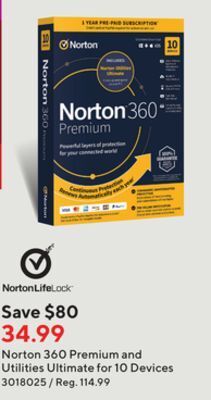 Staples Norton 360 premium and utilities ultimate for 10 devices offer