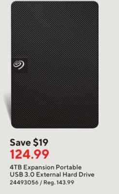 Staples Seagate 4tb expansion portable usb 3.0 external hard drive offer