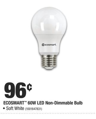 Home Depot Ecosmart™ 60w led non-dimmable bulb offer
