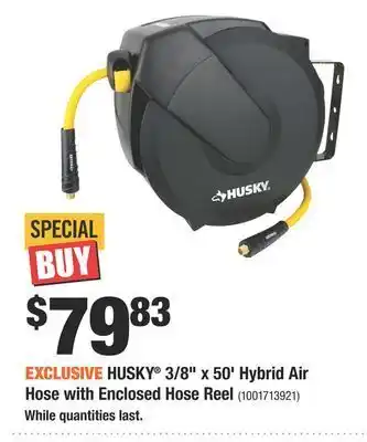 Home Depot Husky® 3/8" x 50' hybrid air hose with enclosed hose reel offer