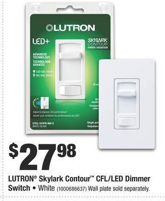 Home Depot Lutron® skylark contour™ cfl/led dimmer switch offer