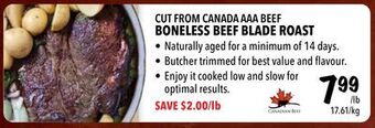 Farm Boy Cut from canada aaa beef boneless beef blade roast offer