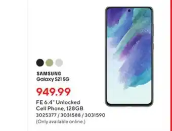 Staples Samsung galaxy fe6.4" unlocked cell phone, 125gb offer