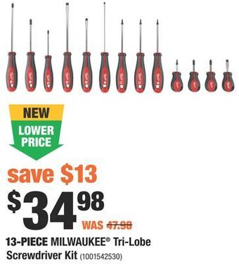 Home Depot Milwaukee® tri-lobe screwdriver kit offer