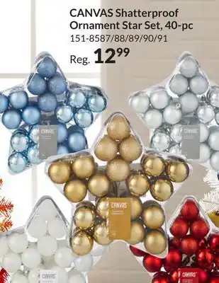 Party City Canvas shatterproof decoration ball christmas ornament set, in star case, red, 40-mm, 40-pc offer