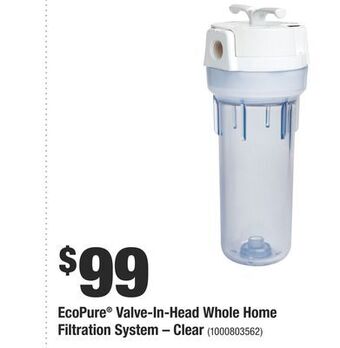 Home Depot Ecopure® valve-in-head whole home filtration system – clear offer
