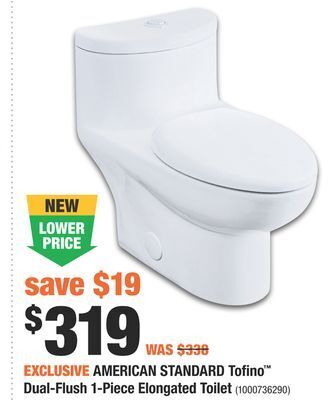 Home Depot American standard tofino™ dual-flush 1-piece elongated toilet offer
