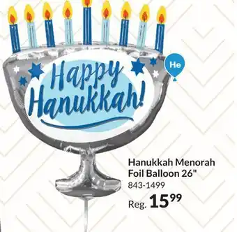 Party City Hanukkah menorah foil balloon, helium inflation included, 26-in offer