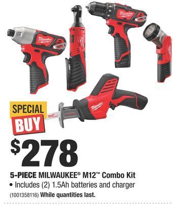 Home Depot 5-piece milwaukee® m12™ combo kit offer