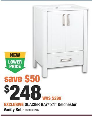 Home Depot Glacier bay® 24" delchester vanity set offer