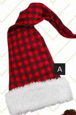 Party City Christmas decoration santa hat, buffalo check, 33-in offer