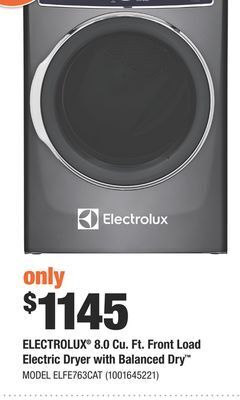 Home Depot Electrolux® 8.0 cu. ft. front load electric dryer with balanced dry™ offer