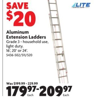 Home Hardware Aluminum extension ladders offer