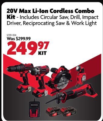 Home Hardware 20v max li-ion cordless combo kit offer