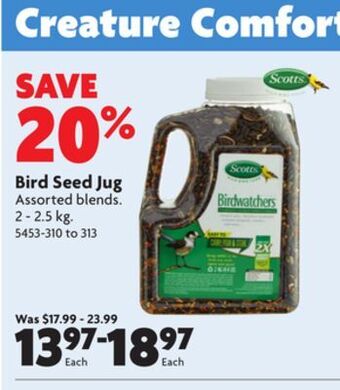 Home Hardware Bird seed jug offer