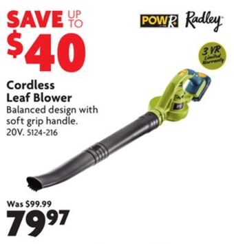 Home Hardware Cordless leaf blower offer