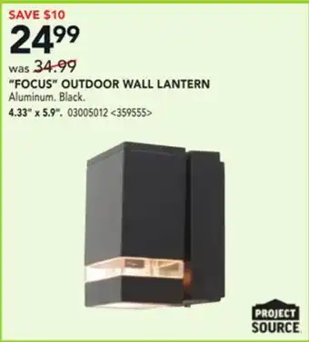 RONA Project source "focus" outdoor wall lantern 4.33" x 5.9" offer