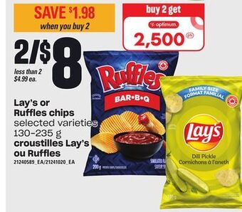 Valu-mart Croustilles lay's ou ruffles, 130-235 g offer