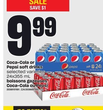 Valu-mart Boissons gazeuses coca-cola ou pepsi, 24x355 ml offer