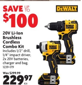 Home Hardware 20v li-ion brushless cordless combo kit offer