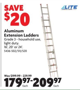 Home Hardware Aluminum extension ladders offer