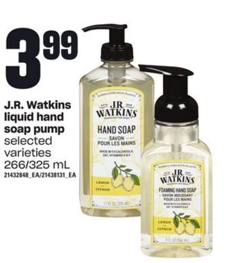 Zehrs Markets J.r. watkins liquid hand soap pump, 266/325 ml offer