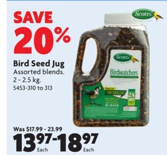Home Hardware Bird seed jug offer