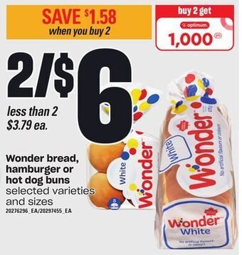 Zehrs Markets Wonder bread, hamburger or hot dog buns offer