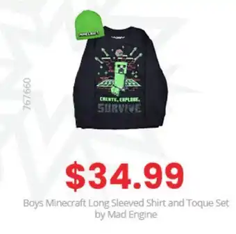 GameStop Boys minecraft long sleeved shirt and toque set by mad engine offer