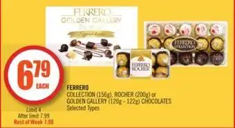Shoppers Drug Mart Ferrero collection (156g), rocher (200g) or golden gallery (120g - 122g) chocolates offer