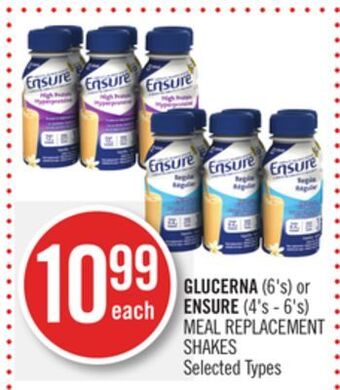 Shoppers Drug Mart Glucerna (6's) or  ensure (4's - 6's) meal replacement shakes offer