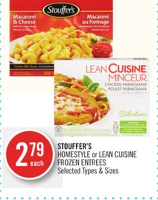 Shoppers Drug Mart Stouffer's homestyle or lean cuisine frozen entrees offer