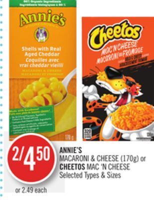 Shoppers Drug Mart Annie's macaroni & cheese (170g) or cheetos mac 'n cheese offer