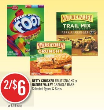 Shoppers Drug Mart Betty crocker fruit snacks or nature valley granola bars offer