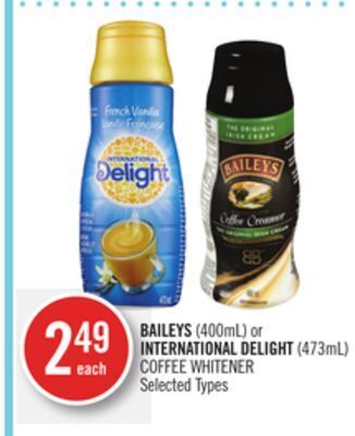 Shoppers Drug Mart Baileys (400ml) or international delight (473ml) coffee whitener offer