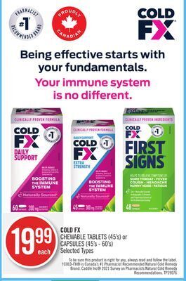 Shoppers Drug Mart Cold fx  chewable tablets (45's) or capsules (45's - 60's) offer