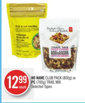 Shoppers Drug Mart No name club pack (800g) or pc (700g) trail mix offer
