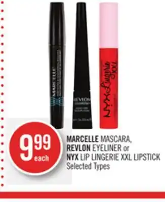 Shoppers Drug Mart Marcelle mascara, revlon eyeliner or nyx lip lingerie xxl lipstick offer