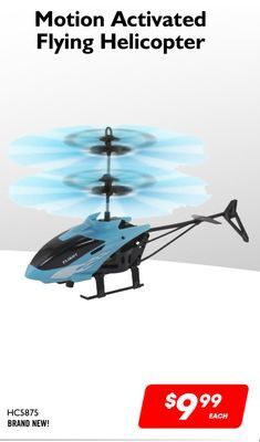 Debranded motion activated flying helicopter