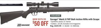 Bass Pro Savage® mark ii fxp bolt-action rifle with scope offer